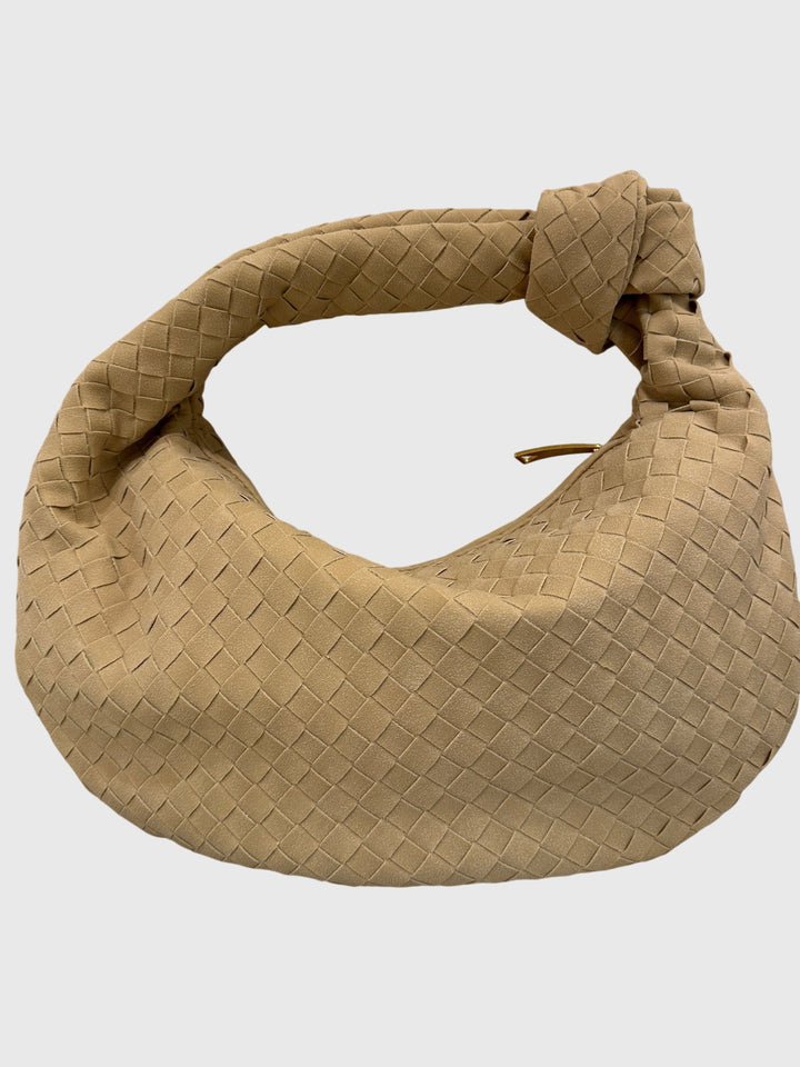 Celeste | Borsa Media Suede Intrecciata con Nodo