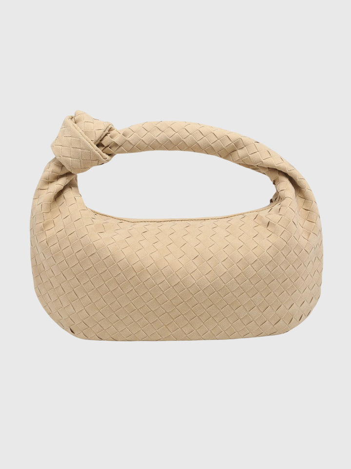 Celeste | Borsa Media Suede Intrecciata con Nodo