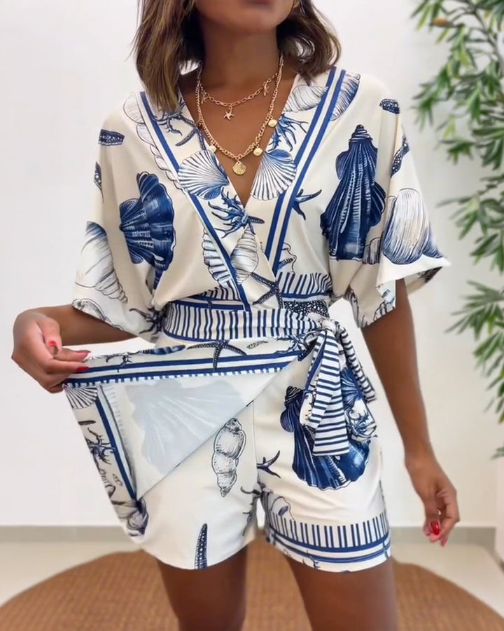 Vittoria™ - Tuta casual con stampa di stelle marine e conchiglie