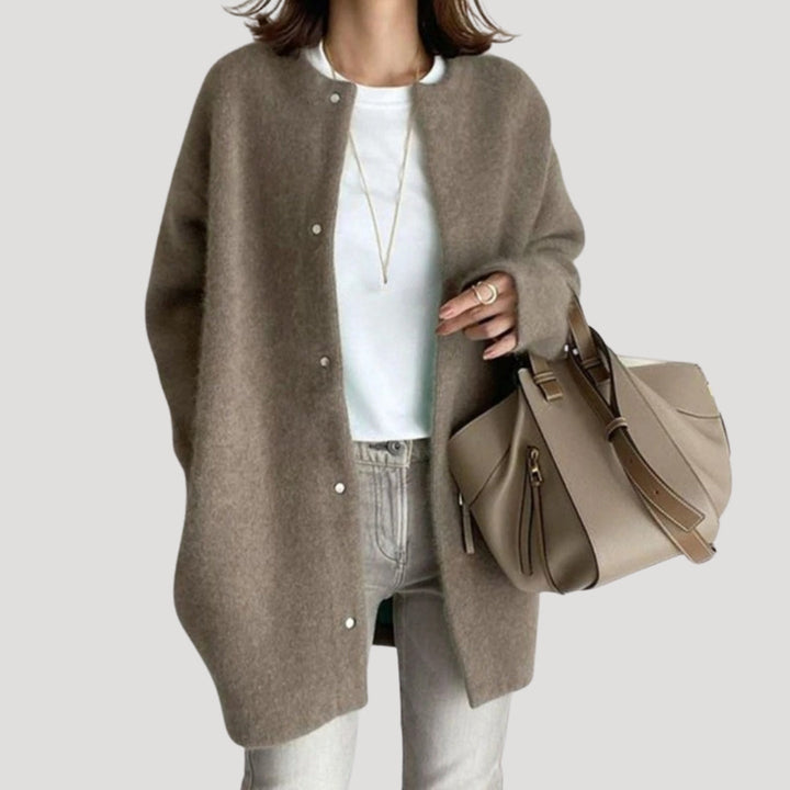 Cardigan lungo da donna in lana, morbido e accogliente