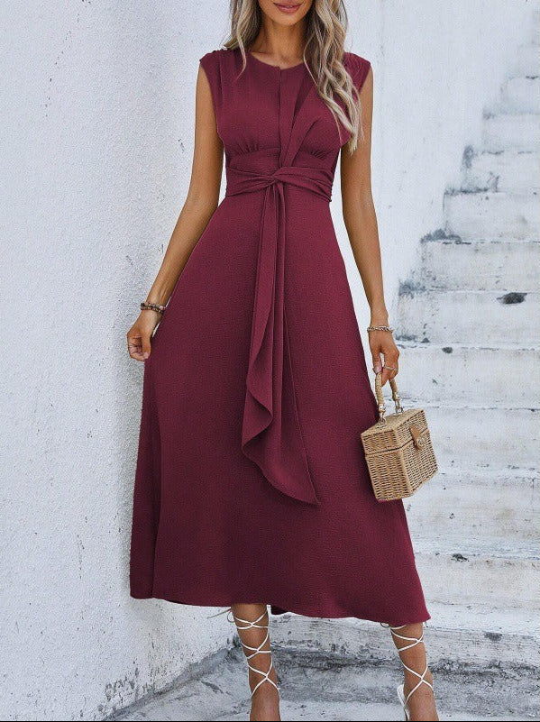 Eva™ - Abito Midi Elegante con Nodo in Vita