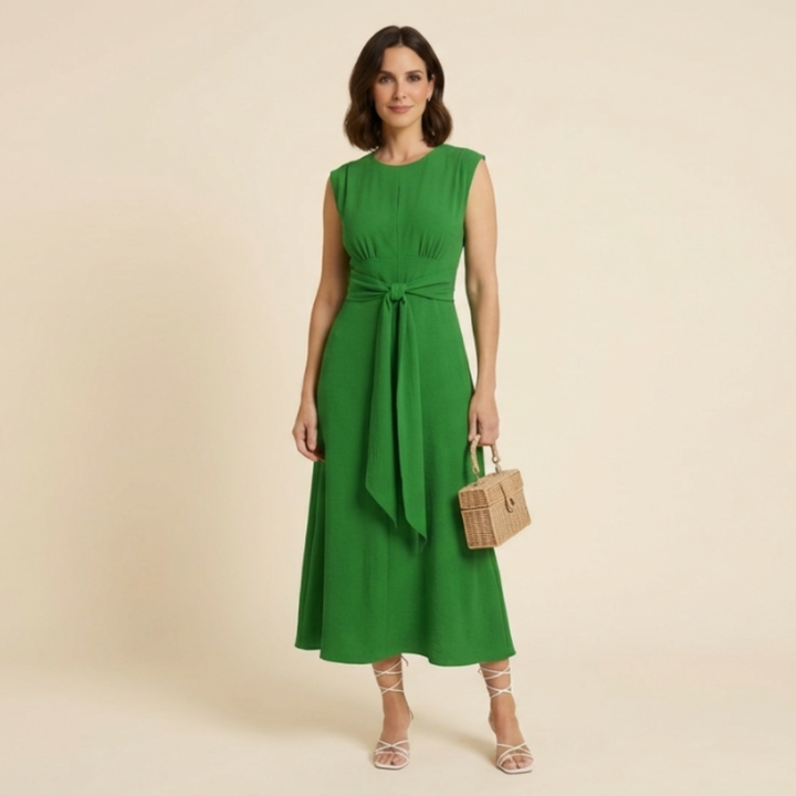 Eva™ - Abito Midi Elegante con Nodo in Vita