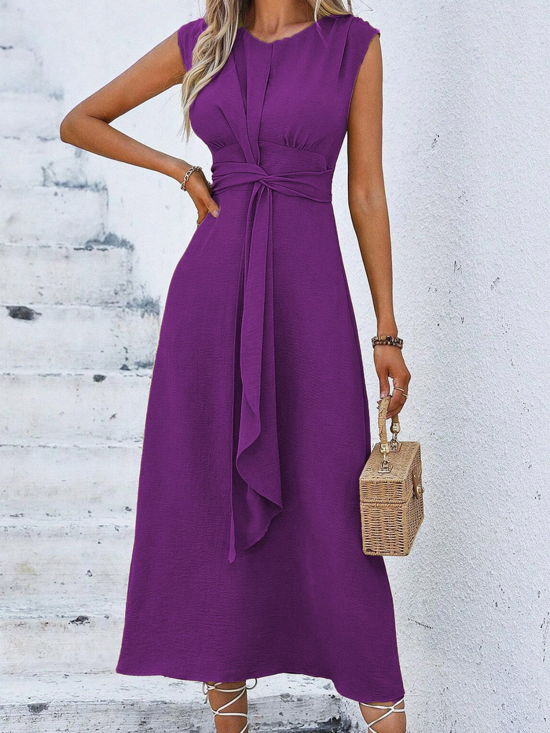 Eva™ - Abito Midi Elegante con Nodo in Vita