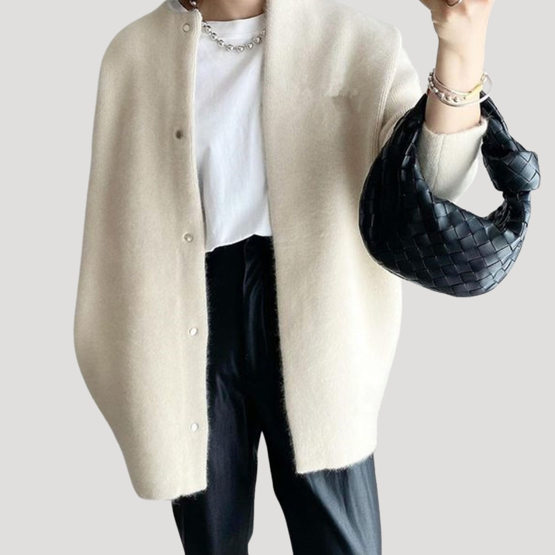 Cardigan lungo da donna in lana, morbido e accogliente