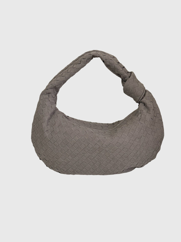 Celeste | Borsa Media Suede Intrecciata con Nodo