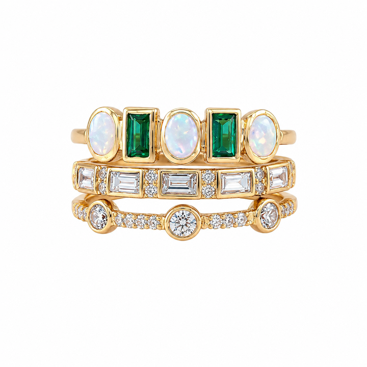 Anelli Vintage in Opale Verde e Bianco