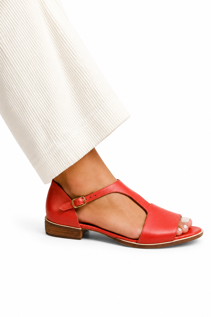 Doina Elegante Sandali in Eco-Pelle con Punta Affusolata e Tacco Basso