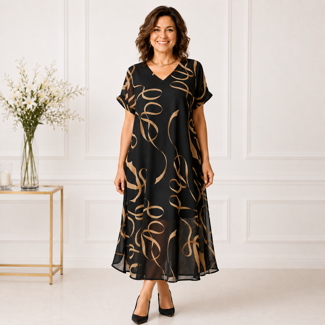 Valentina™ – Abito Fluido con Fantasia Artistica