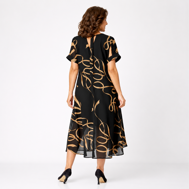 Valentina™ – Abito Fluido con Fantasia Artistica
