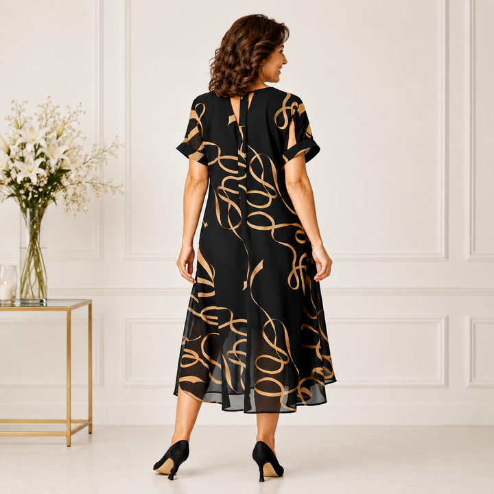 Valentina™ – Abito Fluido con Fantasia Artistica