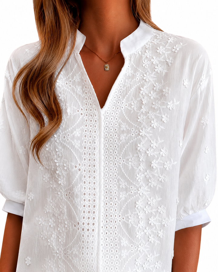 Cambria – Blusa Cambria con colletto tagliato e ricamo per Donna