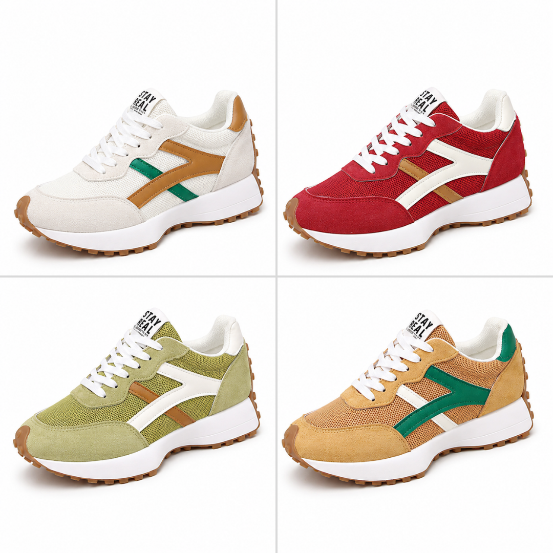Milena - Scarpe da tennis vintage in maglia da donna, con suola a zeppa