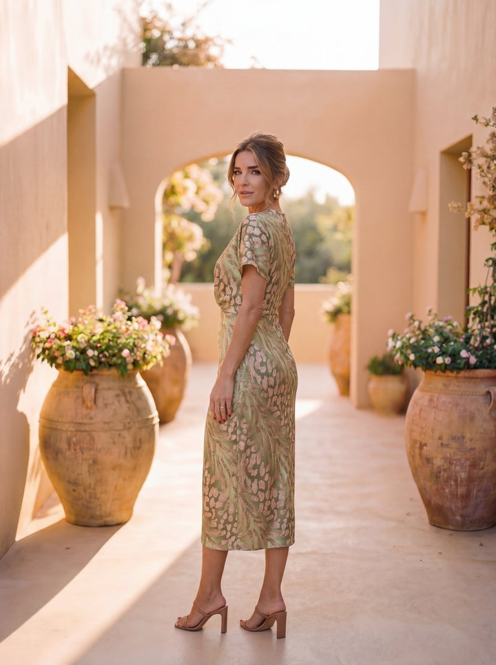 Ester™- Abito Midi Elegante con Nodo in Vita
