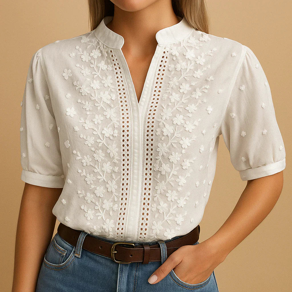 Cambria – Blusa Cambria con colletto tagliato e ricamo per Donna