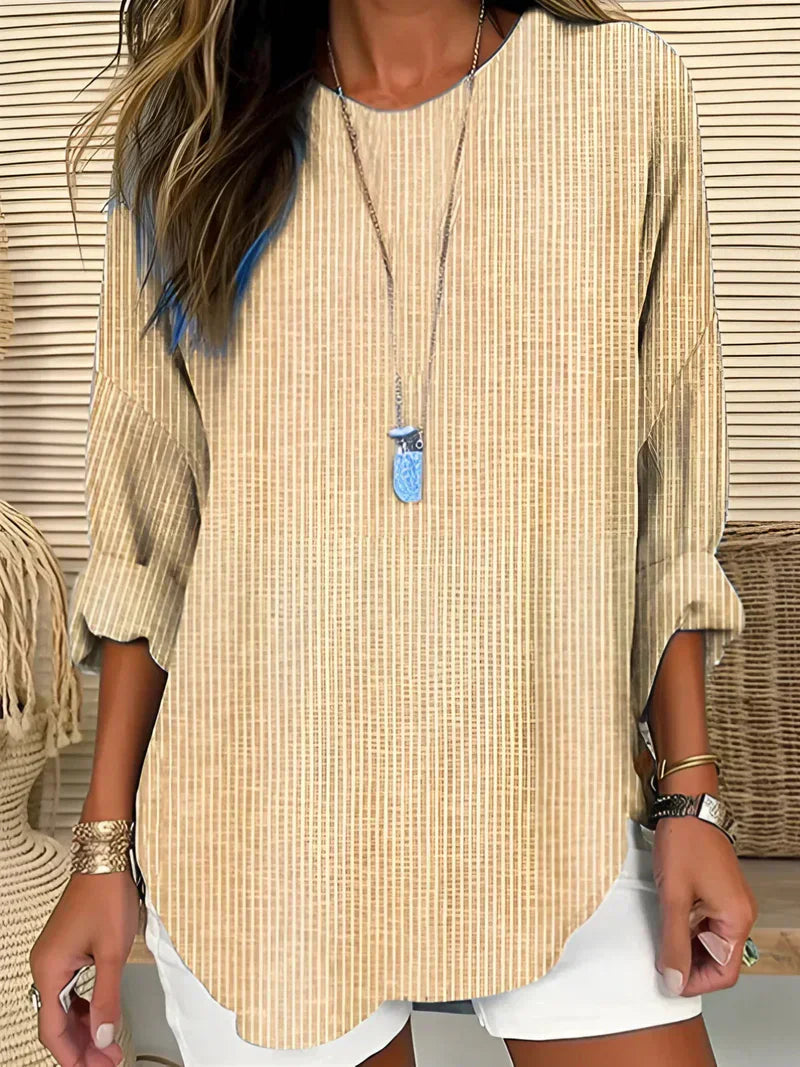 Valentina - Blusa Elegante a Righe con Maniche Arrotolate