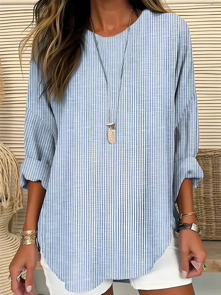 Valentina - Blusa Elegante a Righe con Maniche Arrotolate