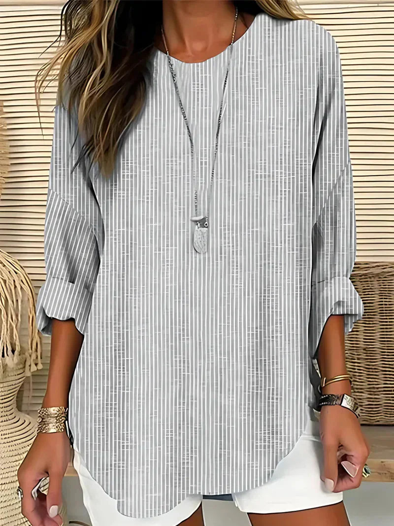 Valentina - Blusa Elegante a Righe con Maniche Arrotolate