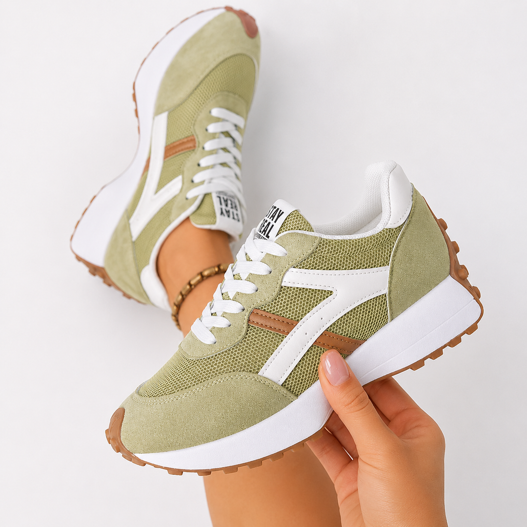 Milena - Scarpe da tennis vintage in maglia da donna, con suola a zeppa