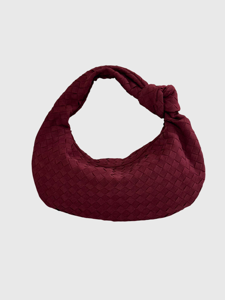 Celeste | Borsa Media Suede Intrecciata con Nodo