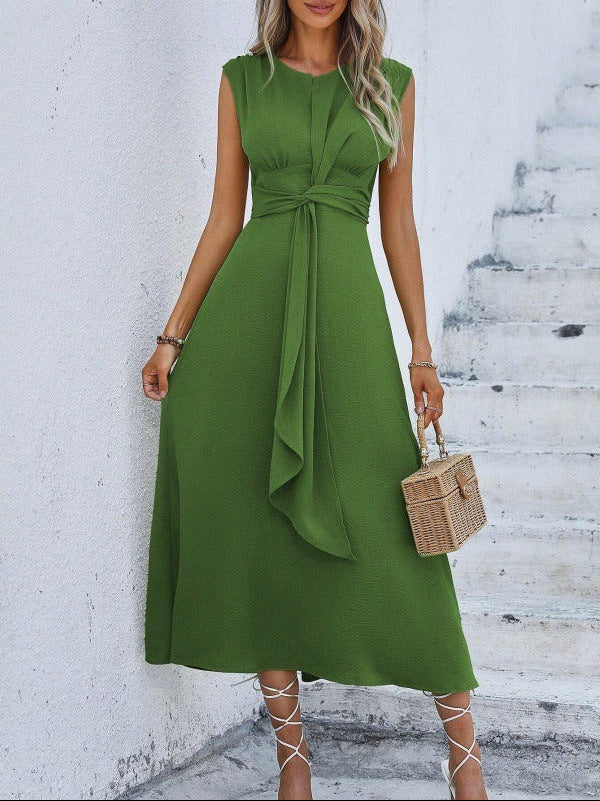 Eva™ - Abito Midi Elegante con Nodo in Vita