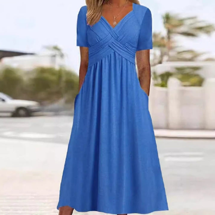 Greta - Abiti lunghi da donna con scollo a V e maniche corte