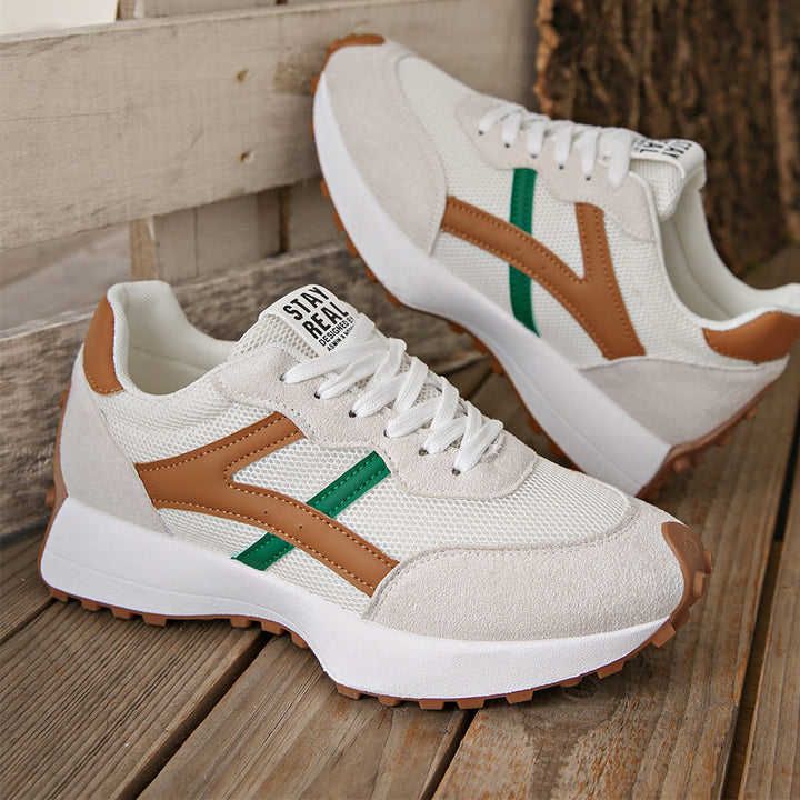 Milena - Scarpe da tennis vintage in maglia da donna, con suola a zeppa